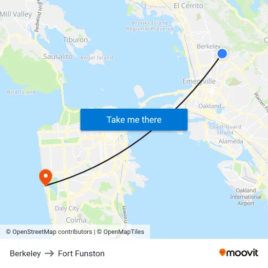 Berkeley to Fort Funston map