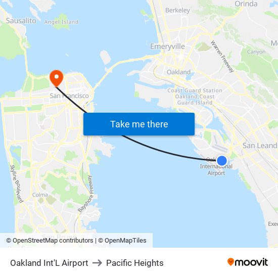 Oakland Int'L Airport to Pacific Heights map