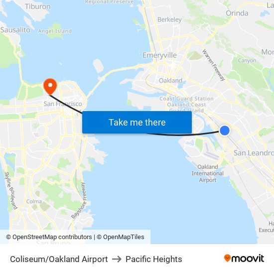 Coliseum/Oakland Airport to Pacific Heights map