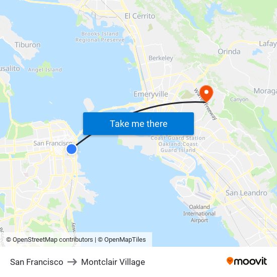 San Francisco to Montclair Village map