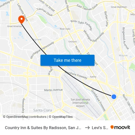 Country Inn & Suites By Radisson, San Jose International Airport, Ca to Levi's Stadium map