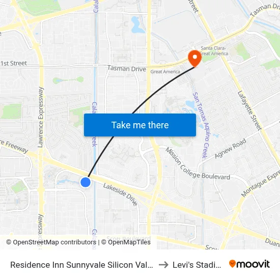 Residence Inn Sunnyvale Silicon Valley I to Levi's Stadium map