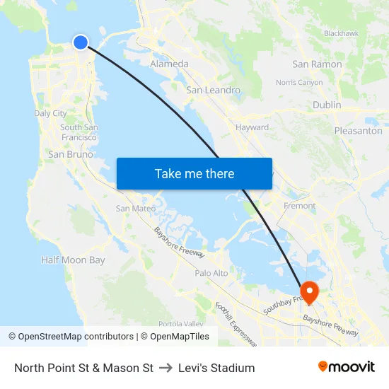 North Point St & Mason St to Levi's Stadium map