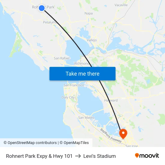 Rohnert Park Expy & Hwy 101 to Levi's Stadium map