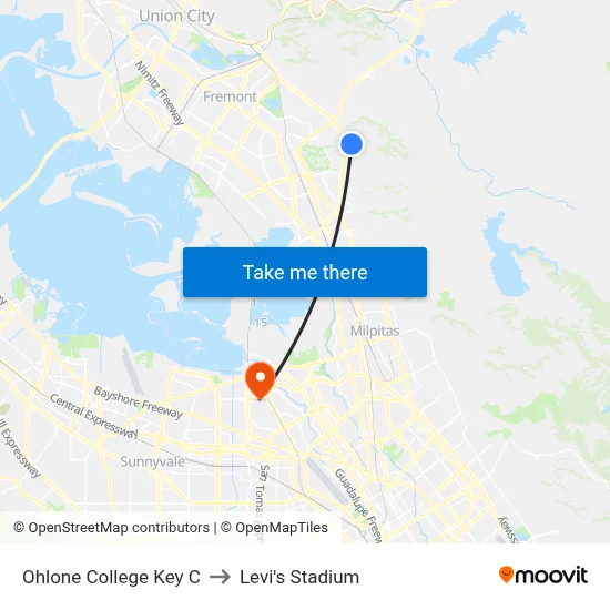 Ohlone College Key C to Levi's Stadium map