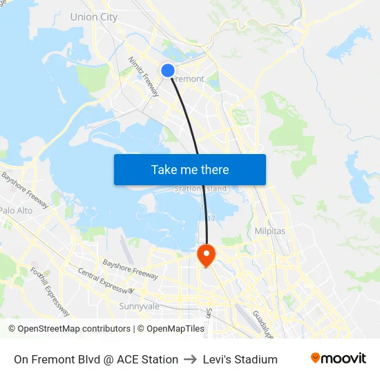 On Fremont Blvd @ ACE Station to Levi's Stadium map
