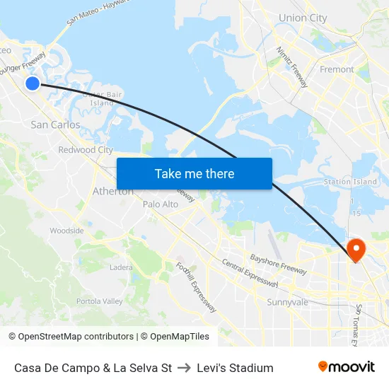 Casa De Campo & La Selva St to Levi's Stadium map