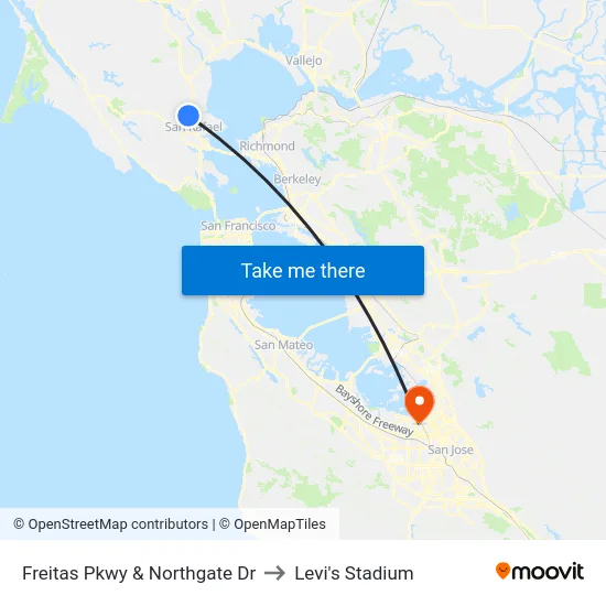 Freitas Pkwy & Northgate Dr to Levi's Stadium map