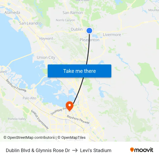 Dublin Blvd & Glynnis Rose Dr to Levi's Stadium map
