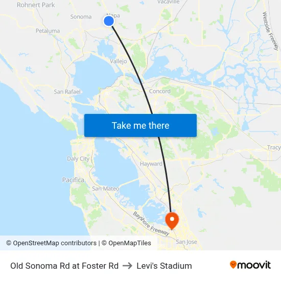 Old Sonoma Rd at Foster Rd to Levi's Stadium map