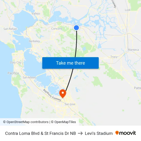 Contra Loma Blvd & St Francis Dr NB to Levi's Stadium map