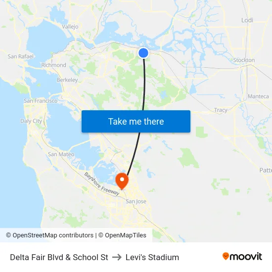 Delta Fair Blvd & School St to Levi's Stadium map