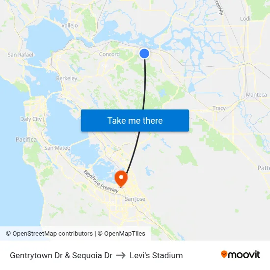 Gentrytown Dr & Sequoia Dr to Levi's Stadium map