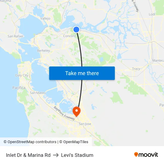 Inlet Dr & Marina Rd to Levi's Stadium map