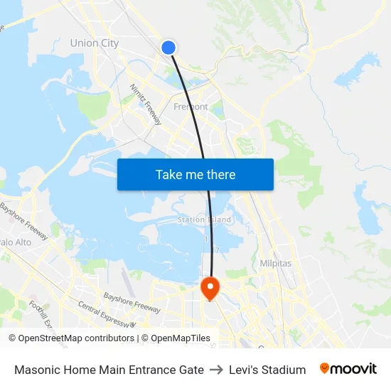 Masonic Home Main Entrance Gate to Levi's Stadium map