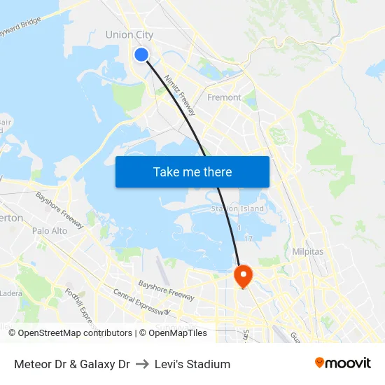 Meteor Dr & Galaxy Dr to Levi's Stadium map