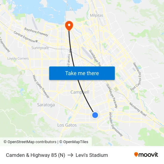 Camden & Highway 85 (N) to Levi's Stadium map