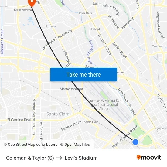 Coleman & Taylor (S) to Levi's Stadium map