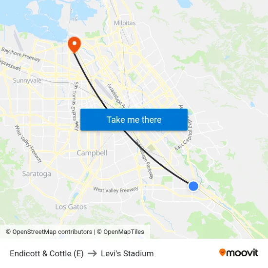 Endicott & Cottle (E) to Levi's Stadium map