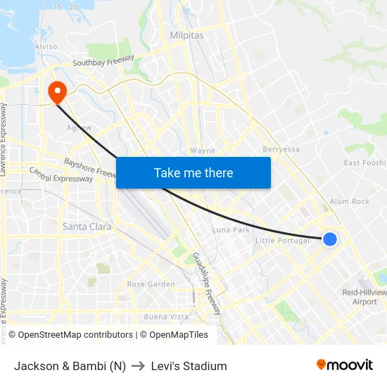 Jackson & Bambi (N) to Levi's Stadium map