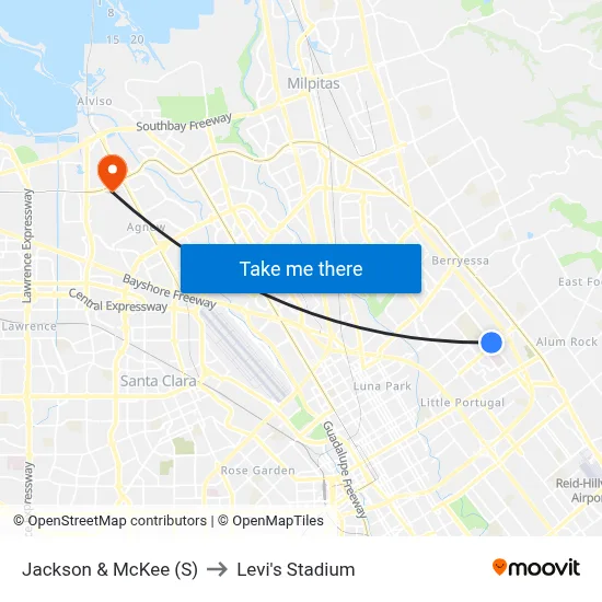 Jackson & McKee (S) to Levi's Stadium map