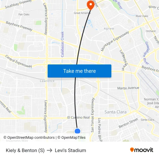 Kiely & Benton (S) to Levi's Stadium map