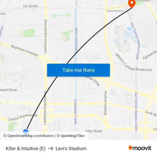 Kifer & Intuitive (E) to Levi's Stadium map