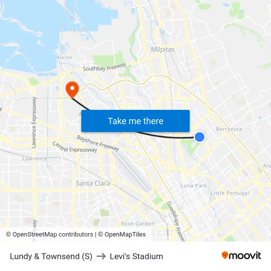 Lundy & Townsend (S) to Levi's Stadium map