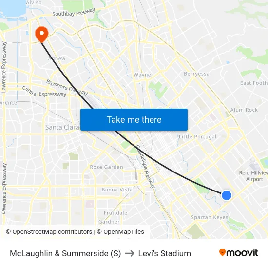 McLaughlin & Summerside (S) to Levi's Stadium map