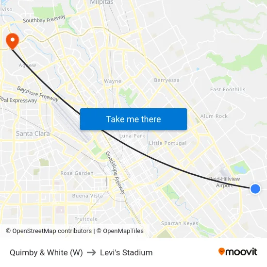 Quimby & White (W) to Levi's Stadium map