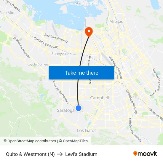 Quito & Westmont (N) to Levi's Stadium map