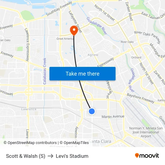 Scott & Walsh (S) to Levi's Stadium map