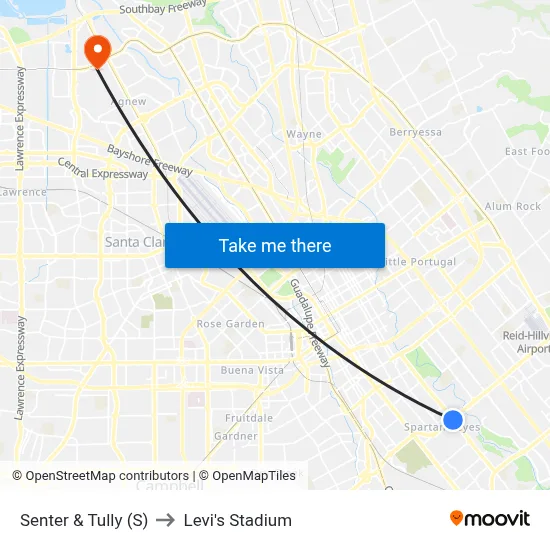 Senter & Tully (S) to Levi's Stadium map