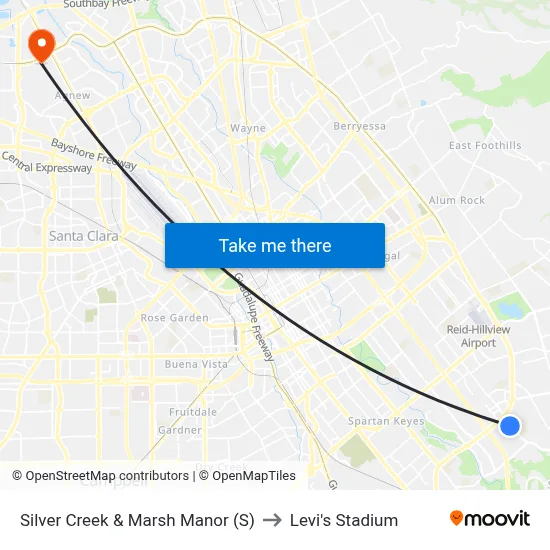 Silver Creek & Marsh Manor (S) to Levi's Stadium map