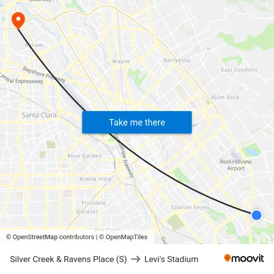 Silver Creek & Ravens Place (S) to Levi's Stadium map