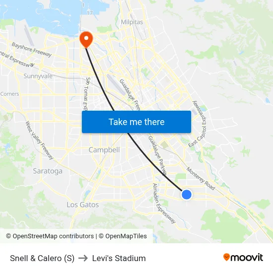 Snell & Calero (S) to Levi's Stadium map