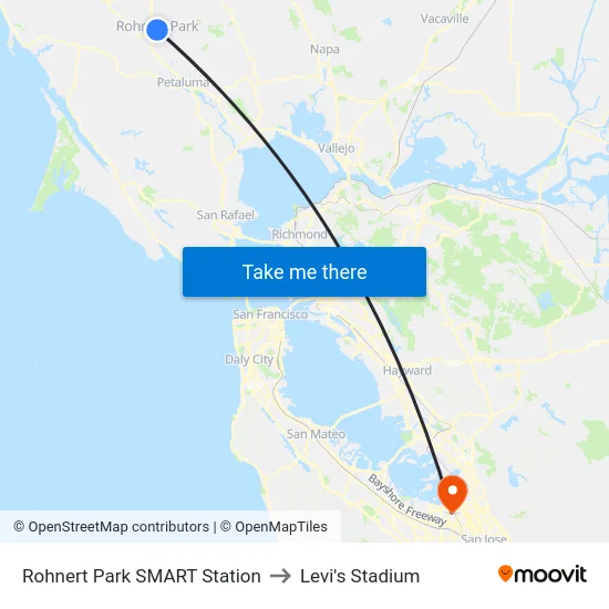 Rohnert Park SMART Station to Levi's Stadium map