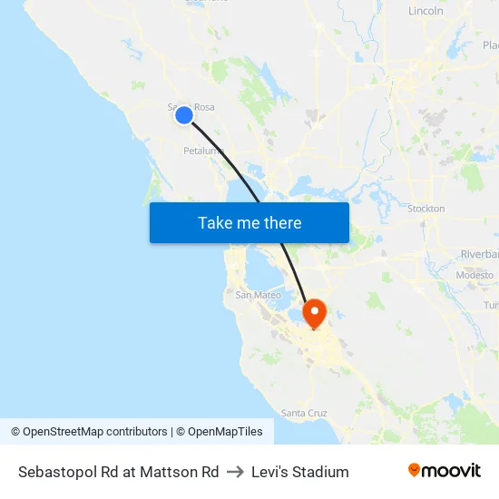 Sebastopol Rd at Mattson Rd to Levi's Stadium map