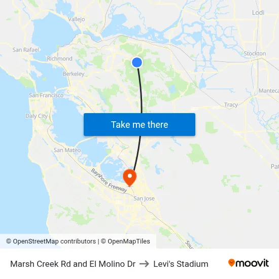 Marsh Creek Rd and El Molino Dr to Levi's Stadium map