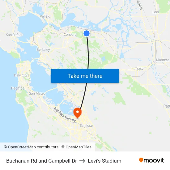 Buchanan Rd and Campbell Dr to Levi's Stadium map