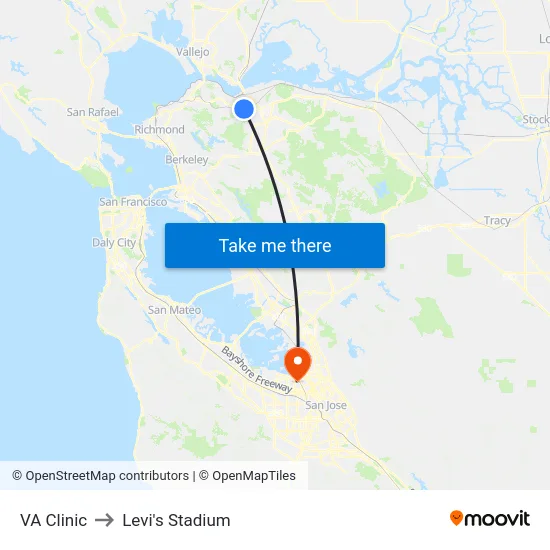 VA Clinic to Levi's Stadium map