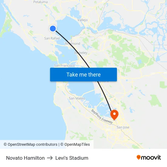 Novato Hamilton to Levi's Stadium map