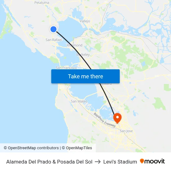 Alameda Del Prado & Posada Del Sol to Levi's Stadium map