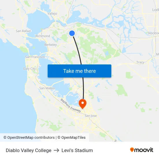 Diablo Valley College to Levi's Stadium map