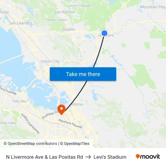 N Livermore Ave & Las Positas Rd to Levi's Stadium map