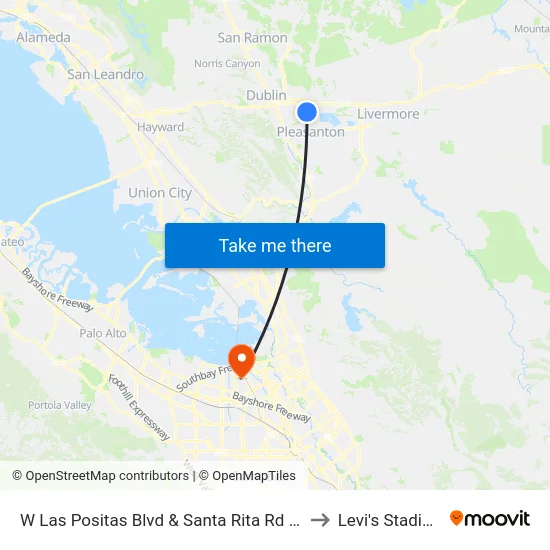 W Las Positas Blvd & Santa Rita Rd WB to Levi's Stadium map