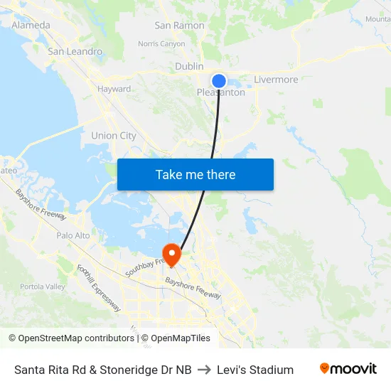 Santa Rita Rd & Stoneridge Dr NB to Levi's Stadium map