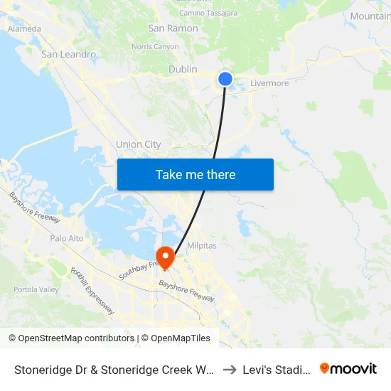 Stoneridge Dr & Stoneridge Creek Wy WB to Levi's Stadium map