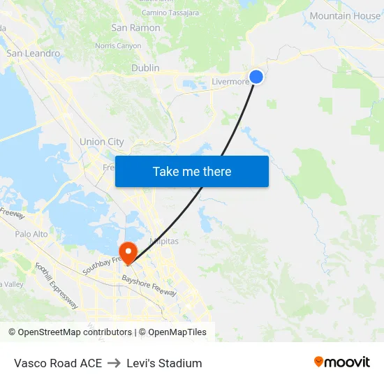 Vasco Road ACE to Levi's Stadium map