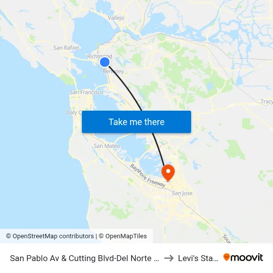 San Pablo Av & Cutting Blvd-Del Norte BART Stop D2 to Levi's Stadium map